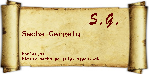 Sachs Gergely névjegykártya